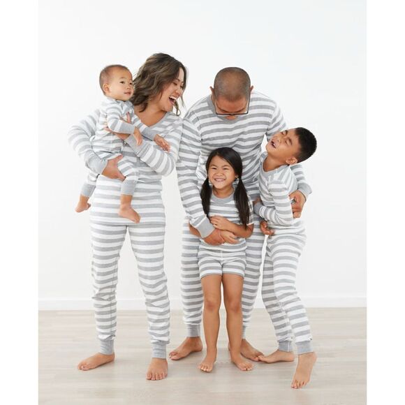 Hanna Andersson Adult Striped Long John Pajama Set Heather Gray 100% Cotton XXL - Picture 4 of 4
